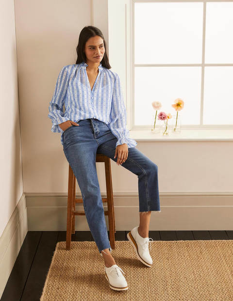 Edith Blouse - Blue and White Stripe Dobby Edith Blouse - Blue and White Stripe Dobby