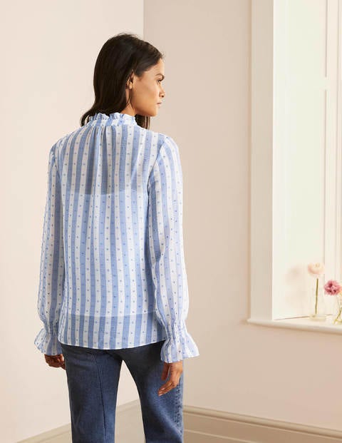 Edith Blouse - Blue and White Stripe Dobby Edith Blouse - Blue and White Stripe Dobby