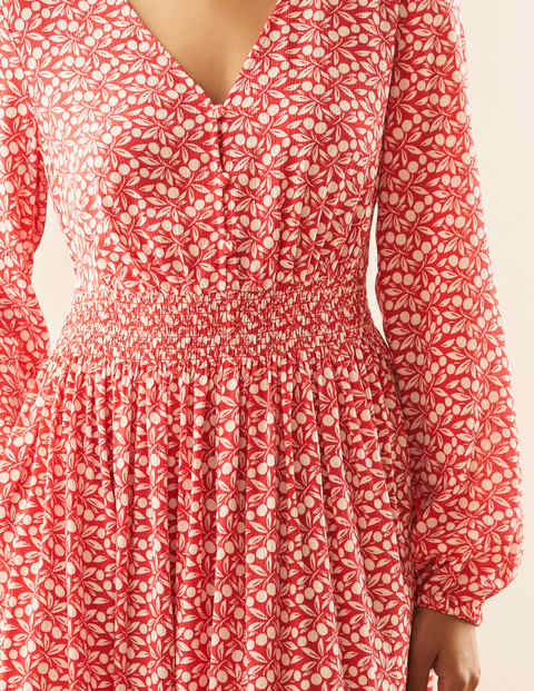 Susannah Smocked Dress - Cherry Red, Berry Branch Susannah Smocked Dress - Cherry Red, Berry Branch