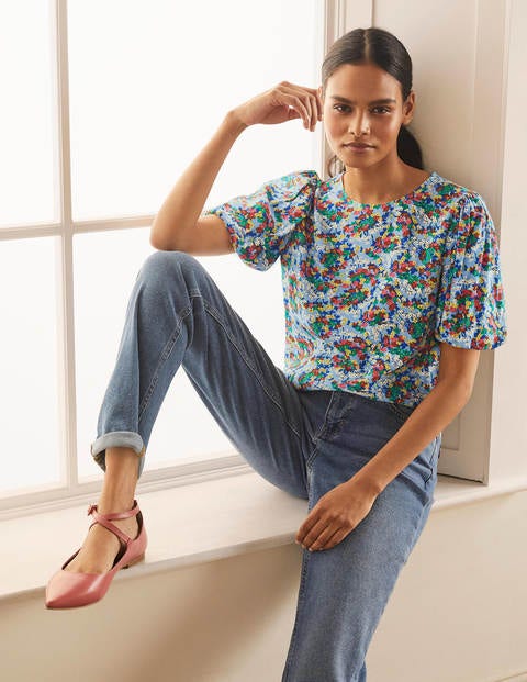 Hazel Puff Sleeve Top - Hazy Blue, Ditsy Field Hazel Puff Sleeve Top - Hazy Blue, Ditsy Field