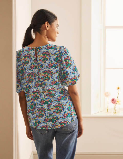 Hazel Puff Sleeve Top - Hazy Blue, Ditsy Field Hazel Puff Sleeve Top - Hazy Blue, Ditsy Field