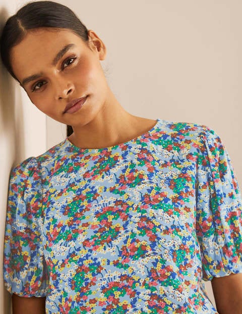 Hazel Puff Sleeve Top - Hazy Blue, Ditsy Field Hazel Puff Sleeve Top - Hazy Blue, Ditsy Field