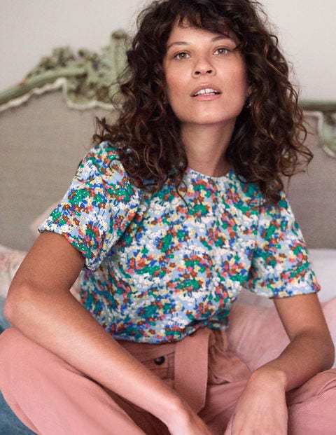 Hazel Puff Sleeve Top - Hazy Blue, Ditsy Field Hazel Puff Sleeve Top - Hazy Blue, Ditsy Field