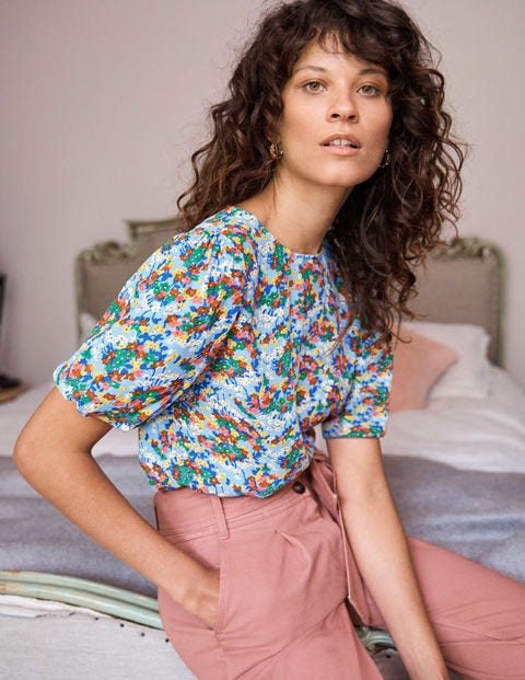 Hazel Puff Sleeve Top - Hazy Blue, Ditsy Field Hazel Puff Sleeve Top - Hazy Blue, Ditsy Field
