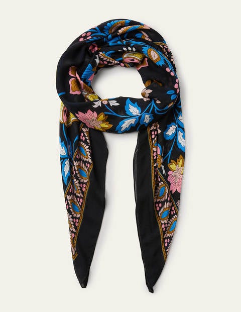 Print Scarf - Black, Summer Chintz Print Scarf - Black, Summer Chintz