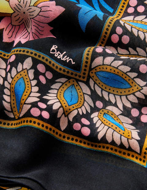 Print Scarf - Black, Summer Chintz Print Scarf - Black, Summer Chintz