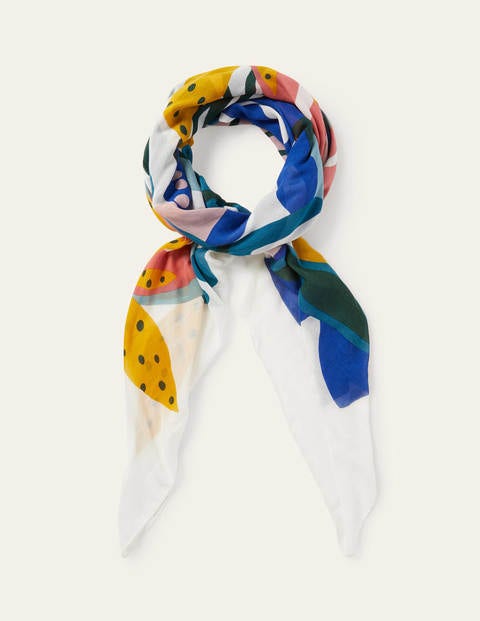 Print Scarf - Ivory, Leafy Tropics Print Scarf - Ivory, Leafy Tropics