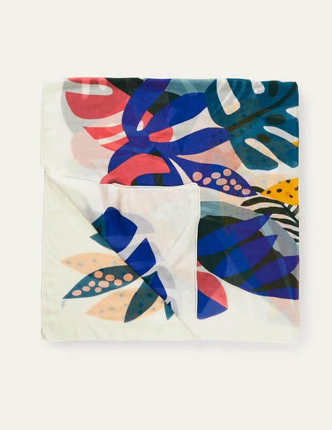 Print Scarf - Ivory, Leafy Tropics Print Scarf - Ivory, Leafy Tropics