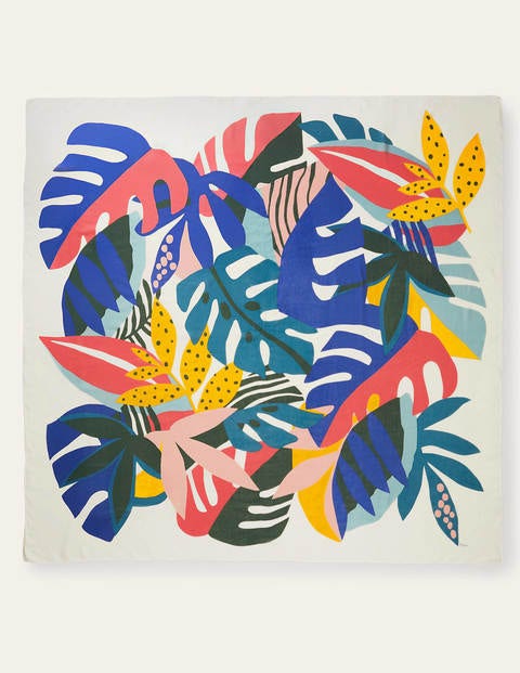 Print Scarf - Ivory, Leafy Tropics Print Scarf - Ivory, Leafy Tropics