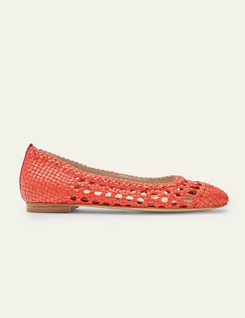 Olive Ballerinas - Red Woven