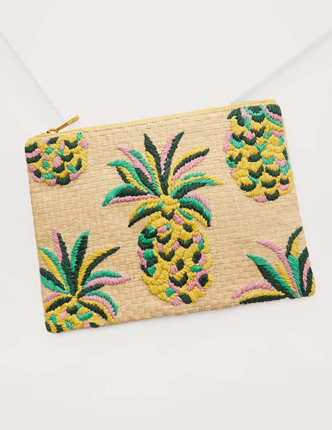 Embroidered Raffia Keepsake - Natural Pineapple Embroidered Raffia Keepsake - Natural Pineapple