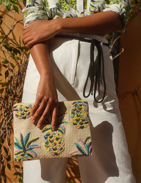 Embroidered Raffia Keepsake - Natural Pineapple Embroidered Raffia Keepsake - Natural Pineapple