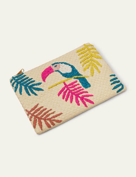Embroidered Raffia Keepsake - Natural Toucan Embroidered Raffia Keepsake - Natural Toucan