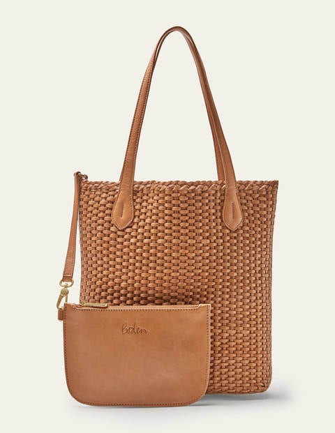 Sac cabas Cleo en cuir tressé - Fauve Sac cabas Cleo en cuir tressé - Fauve