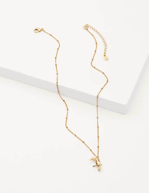 Halskette mit Tropen-Anhänger - Gold-Metallic, Tukan Halskette mit Tropen-Anhänger - Gold-Metallic, Tukan