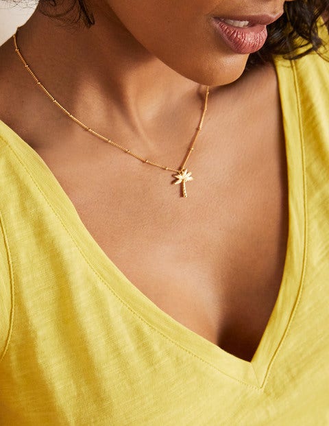 Tropical Charm Necklace - Gold Metallic Palm Tree Tropical Charm Necklace - Gold Metallic Palm Tree