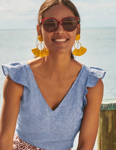 Raffia Tassel Ring Earrings - Daffodil Raffia Tassel Ring Earrings - Daffodil