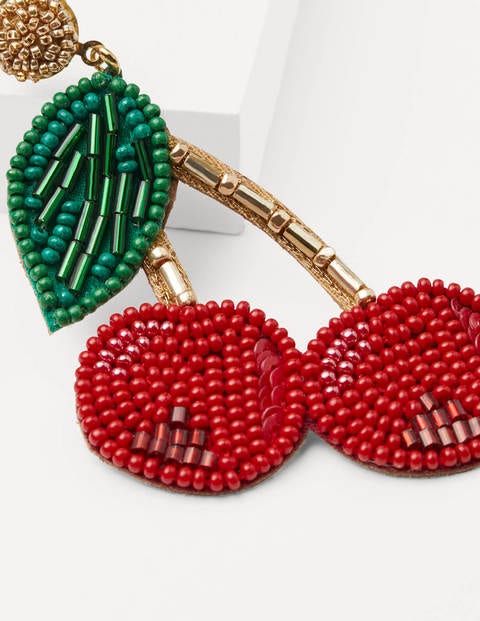 Embellished Earrings - Cherry Red Embellished Earrings - Cherry Red