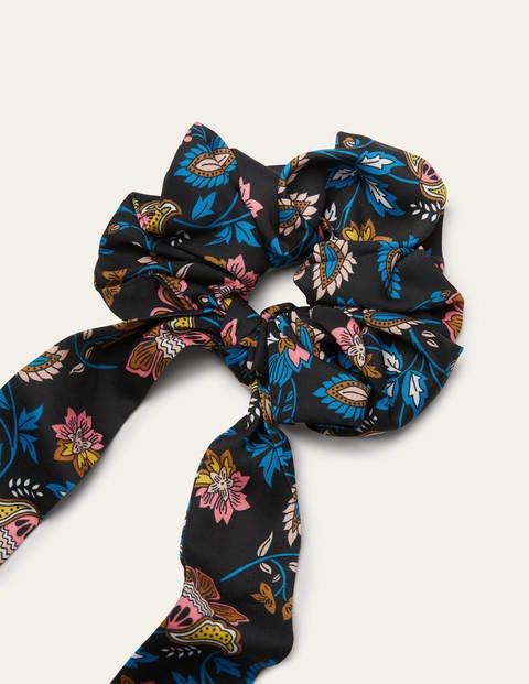 Scarf Scrunchie - Black, Summer Chintz. Scarf Scrunchie - Black, Summer Chintz.