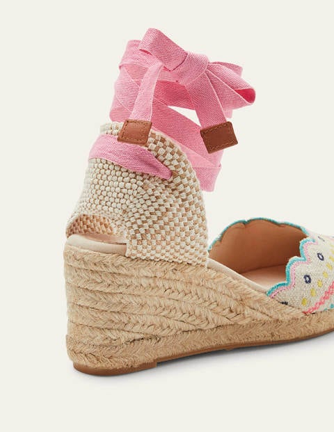 Winifred Espadrille Wedges - Natural Embroidered Winifred Espadrille Wedges - Natural Embroidered