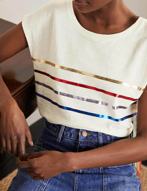 Robyn Jersey Tee - Rainbow Foil Stripe Robyn Jersey Tee - Rainbow Foil Stripe