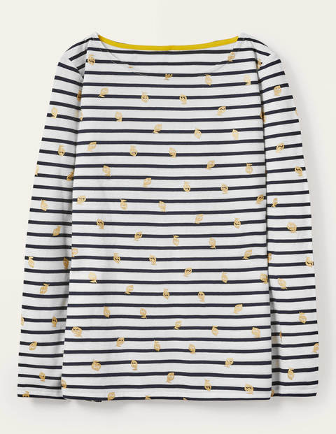 Long Sleeve Breton - Ivory/ Navy, Foil Lemons Long Sleeve Breton - Ivory/ Navy, Foil Lemons