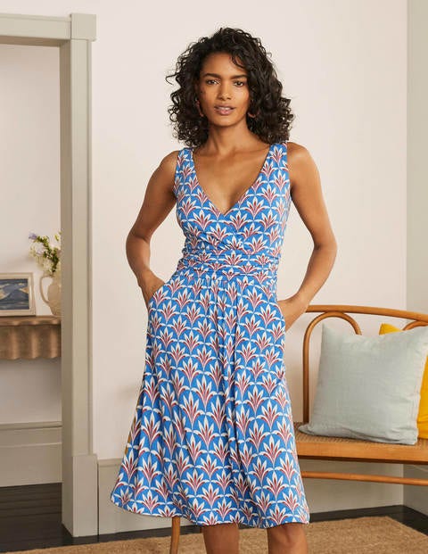 Effie Jersey Dress - Moroccan Blue, Palm Petal Effie Jersey Dress - Moroccan Blue, Palm Petal