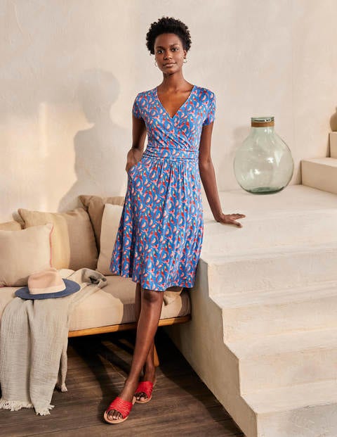 Lola Jersey Dress - Moroccan Blue, Parakeets Lola Jersey Dress - Moroccan Blue, Parakeets