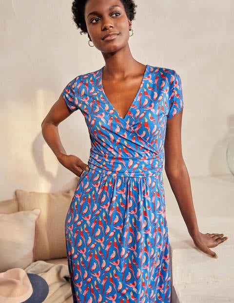 Lola Jersey Dress - Moroccan Blue, Parakeets Lola Jersey Dress - Moroccan Blue, Parakeets