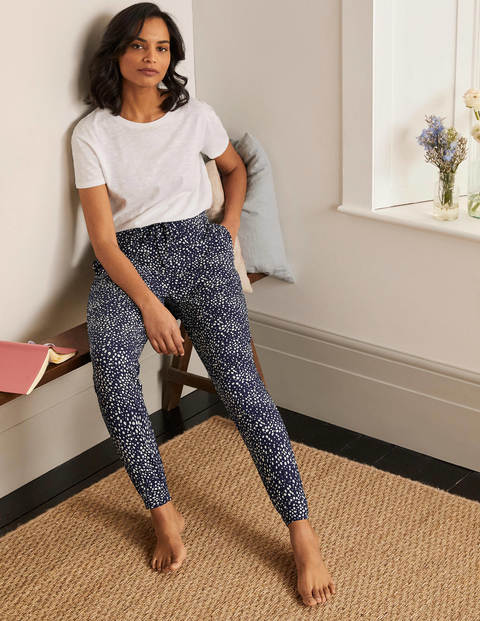 Cuffed Jersey Joggers - French Navy, Abstract Spot Cuffed Jersey Joggers - French Navy, Abstract Spot