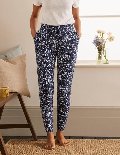 Cuffed Jersey Joggers - French Navy, Abstract Spot Cuffed Jersey Joggers - French Navy, Abstract Spot