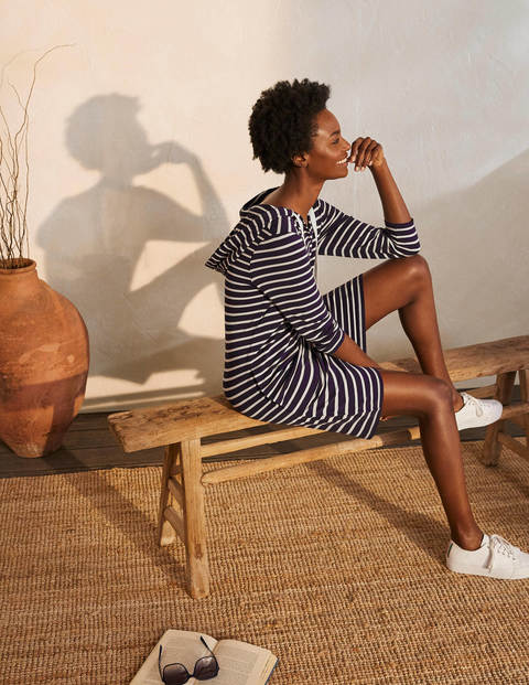 Imelda Jerseytunika mit Kapuze - Navy/Naturweiß Imelda Jerseytunika mit Kapuze - Navy/Naturweiß