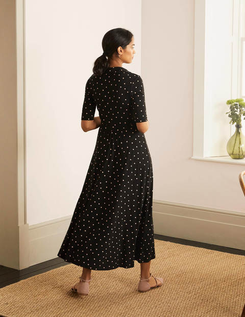 Lavinia Jersey Wrap Dress - Black, Polka Dot Lavinia Jersey Wrap Dress - Black, Polka Dot