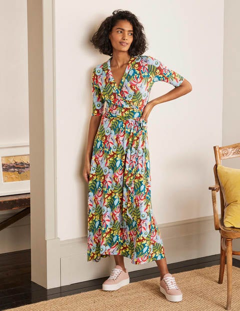 Lavinia Jersey Wrap Dress - Red Oak, Safari Palm Lavinia Jersey Wrap Dress - Red Oak, Safari Palm