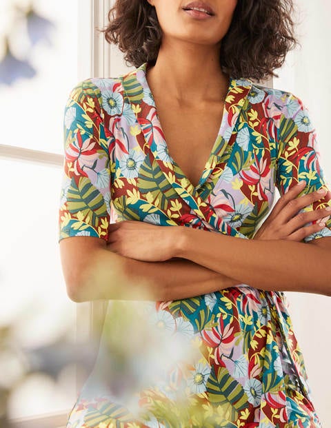 Lavinia Jersey Wrap Dress - Red Oak, Safari Palm Lavinia Jersey Wrap Dress - Red Oak, Safari Palm