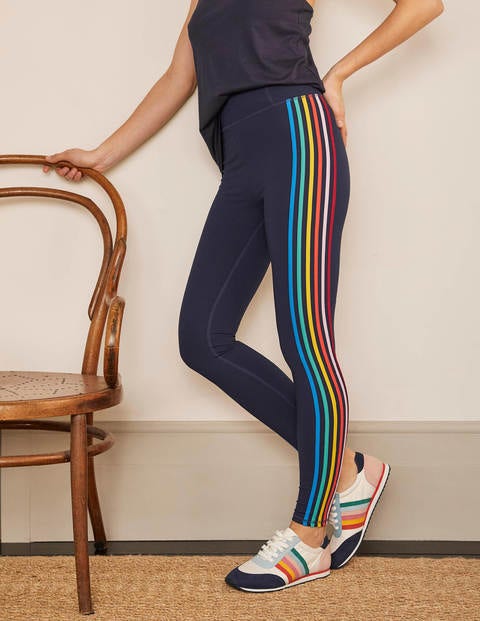 Jessica Active Leggings - Navy, Multi Side Stripe Jessica Active Leggings - Navy, Multi Side Stripe