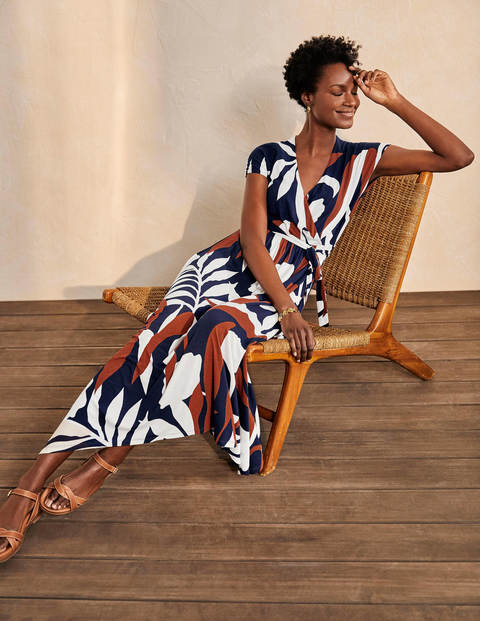 Eleanor Jersey Midi Dress - Navy, Tropical Flora Eleanor Jersey Midi Dress - Navy, Tropical Flora