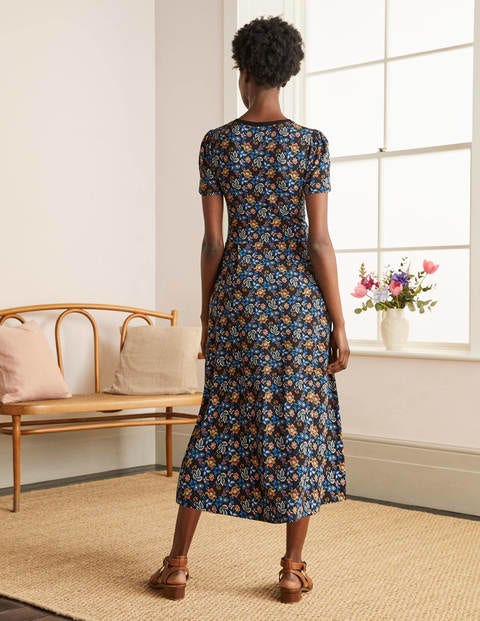 Lucinda Jersey Midi Dress - Black, Summer Chintz Lucinda Jersey Midi Dress - Black, Summer Chintz