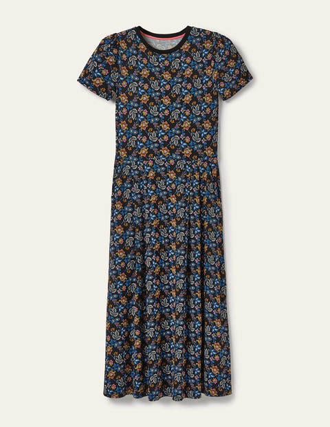 Lucinda Jersey Midi Dress - Black, Summer Chintz Lucinda Jersey Midi Dress - Black, Summer Chintz