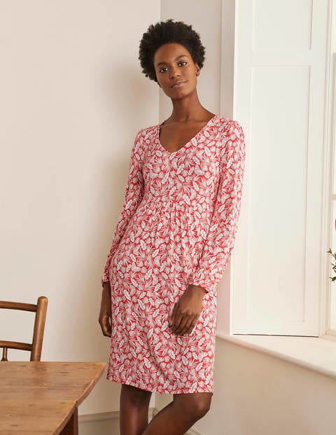 Hattie Jersey Dress - Cherry Red, Palm Hattie Jersey Dress - Cherry Red, Palm