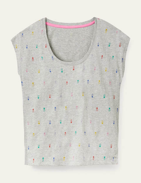 T-shirt fun à col V arrondi - Gris chiné, arc-en-ciel ananas T-shirt fun à col V arrondi - Gris chiné, arc-en-ciel ananas