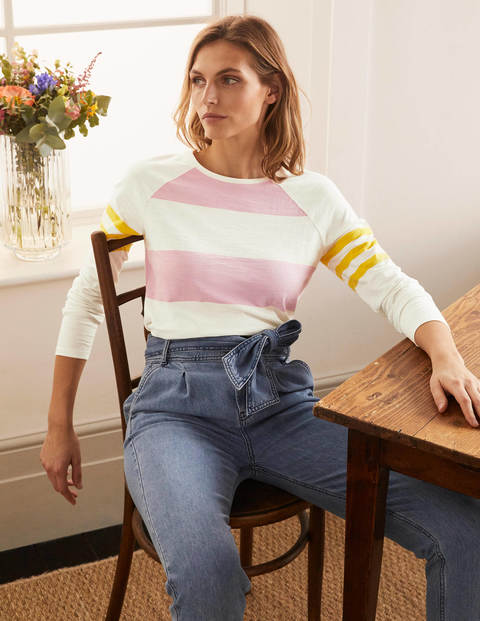 Lorna Baseball Jersey Tee - Soft Peony and Ivory Lorna Baseball Jersey Tee - Soft Peony and Ivory