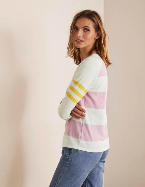 Lorna Baseball Jersey Tee - Soft Peony and Ivory Lorna Baseball Jersey Tee - Soft Peony and Ivory