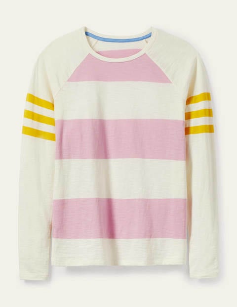 Lorna Baseball Jersey Tee - Soft Peony and Ivory Lorna Baseball Jersey Tee - Soft Peony and Ivory