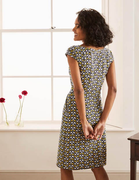 Florrie Jersey Dress - Chartreuse, Floral Fan Florrie Jersey Dress - Chartreuse, Floral Fan