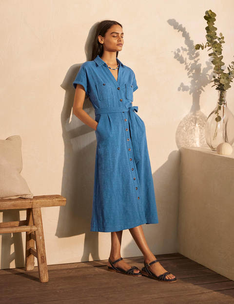 Thomasina Jersey Shirt Dress - Azure Thomasina Jersey Shirt Dress - Azure