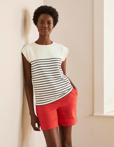 Faye Jerseyoberteil - Naturweiß/Navy Faye Jerseyoberteil - Naturweiß/Navy