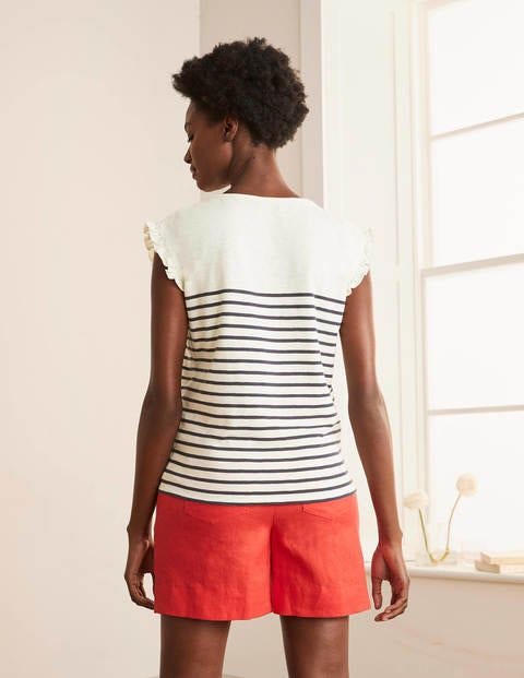 Faye Jerseyoberteil - Naturweiß/Navy Faye Jerseyoberteil - Naturweiß/Navy