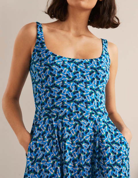 Petronella Jersey Dress - Moroccan Blue, Flamingo Splash Petronella Jersey Dress - Moroccan Blue, Flamingo Splash