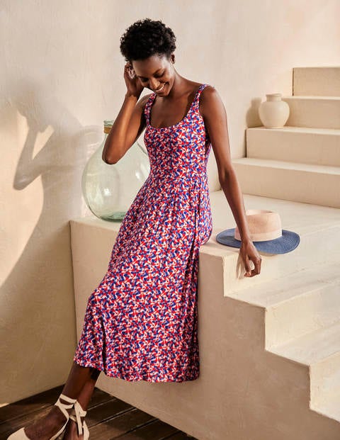Petronella Jersey Dress - Milkshake, Flamingo Splash Petronella Jersey Dress - Milkshake, Flamingo Splash